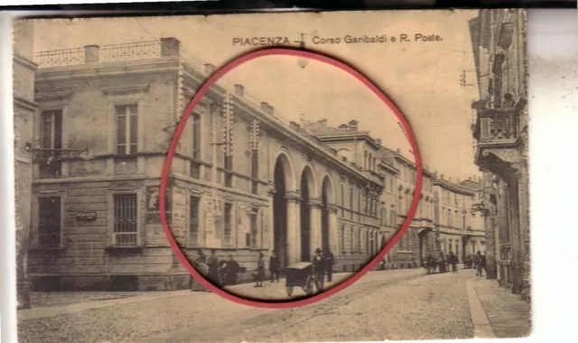Cartolina  Piacenza Citta' Viaggiata 1912 Corso Garibaldi E Poste  Rara