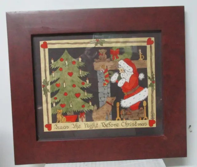 Fabulous 1985 Sandra Gilpin Hand Cut Colored CHRISTMAS Scherenschnitte w Frame