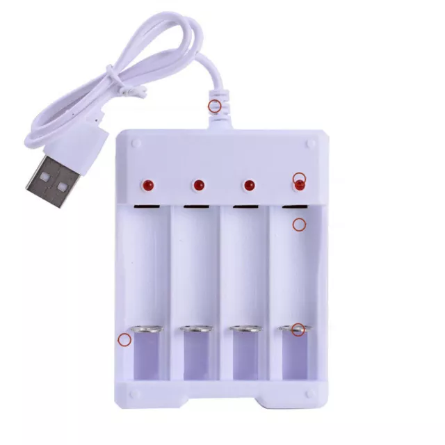 USB Plug 4 Slot Battery Charger For AA AAA 5V NiMH NiCD Rechargeable Batteries