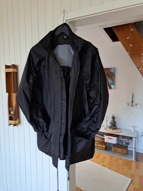 Damen Regen ☔️ Jacke mit Kapuze Gr L Schwarz Taschen