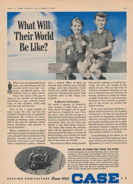 Magazine Ad - 1943 - CASE Tractors - World War 2 - (#1)