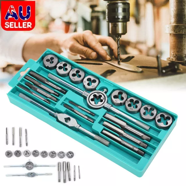 Universal Metric Imperial Tap and Die Set Screw Thread Drill Kit Pitch Gauge