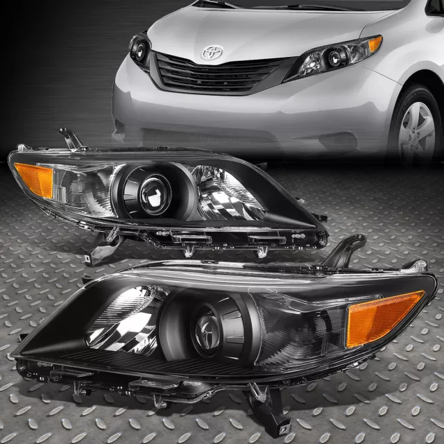 For 11-20 Toyota Sienna Black Housing Amber Corner Projector Headlight Headlamp