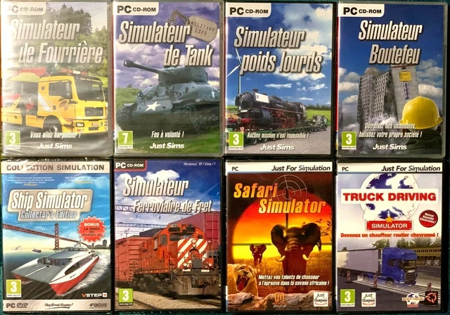 Lotto 8 Giochi PC Simulatore: Peso, Tank, Safari, Ship, Blaster ECC Nuovo