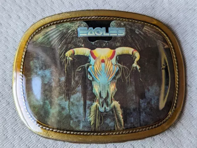 1977 vintage EAGLES one of these nights PACIFICA belt buckle WESTERN skull 1970s