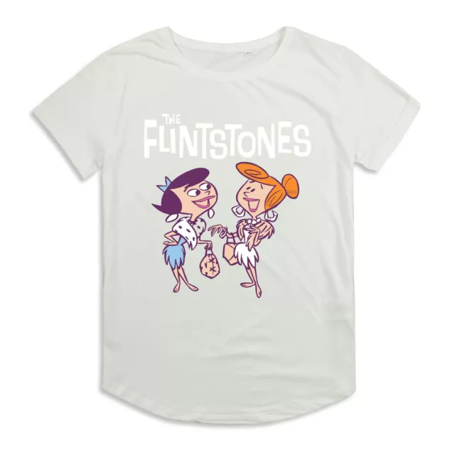 The Flintstones Womens Roll Sleeve T-Shirt Wilma & Betty Tea  S-XL Official