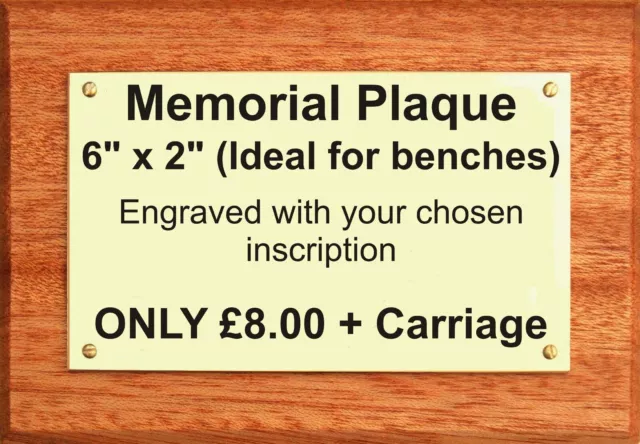 Brass Plaque 6 x 2 Memorial Bench Plaque Plate Sign Deep Engraved