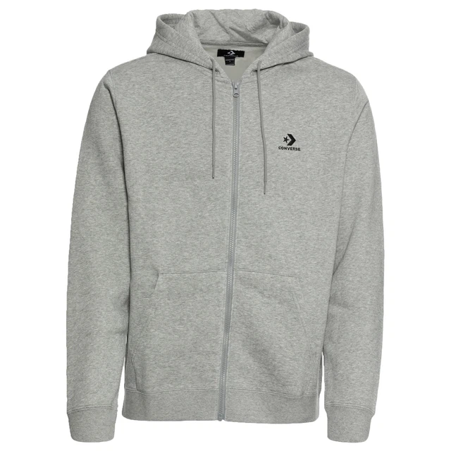 Converse Felpa con Cappuccio e Zip Go-To Embroidered Star Chevron GREY Codice...