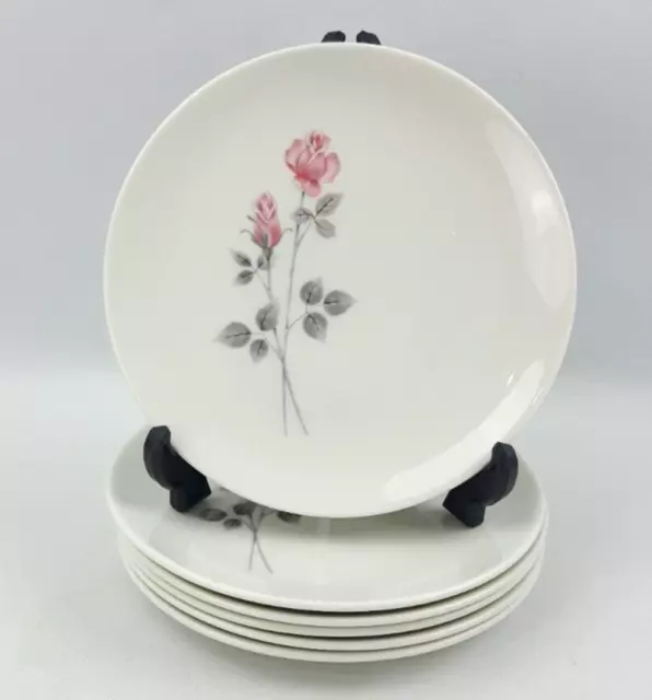 Royal Doulton Pillar Rose - 6x 16cm Tea Side Plates - Pink Rose Vintage