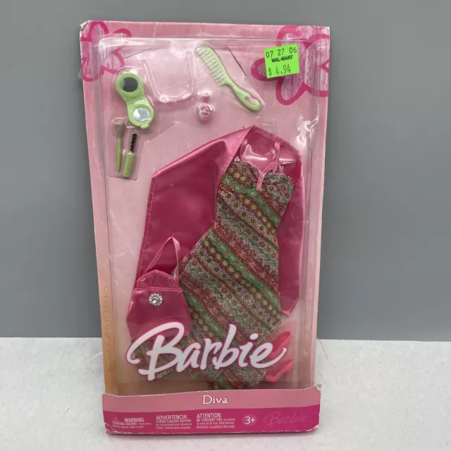 Barbie Diva Fashion Colorful Shimmery Party Dress w/ Pink Satin Shawl Make-up