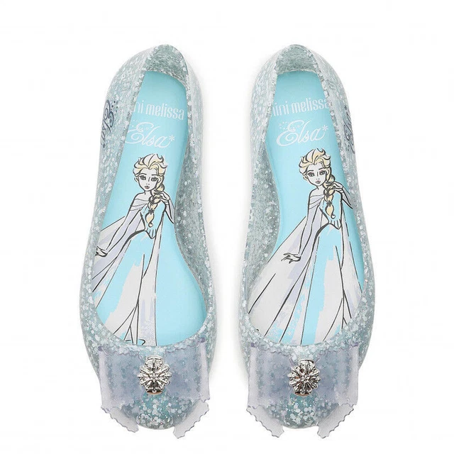 LITTLE GIRLS MINI Melissa Flats Elsa Frozen Disney Princess Silver