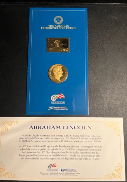 AMERICAN PRESIDENTS COLLECTION /US MINT/USPS/ LINCOLN .999 Silver/24K BRONZE