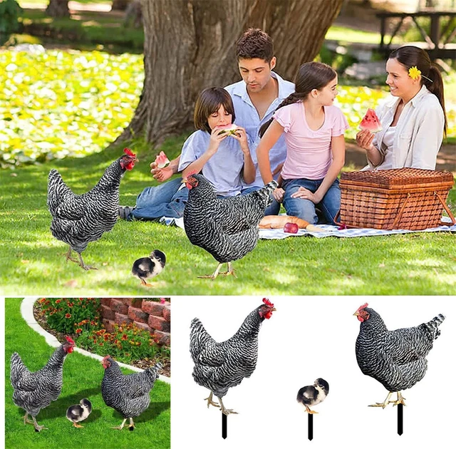 Yard Art Decor Sculptures Chicken Decorations Garden Ornaments Rooster Statues