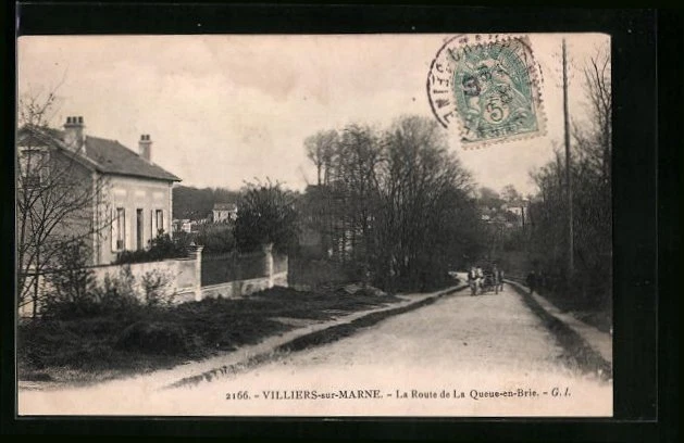 CPA Villiers-sur-Marne, La Route de la Queue-en-Brie 1907