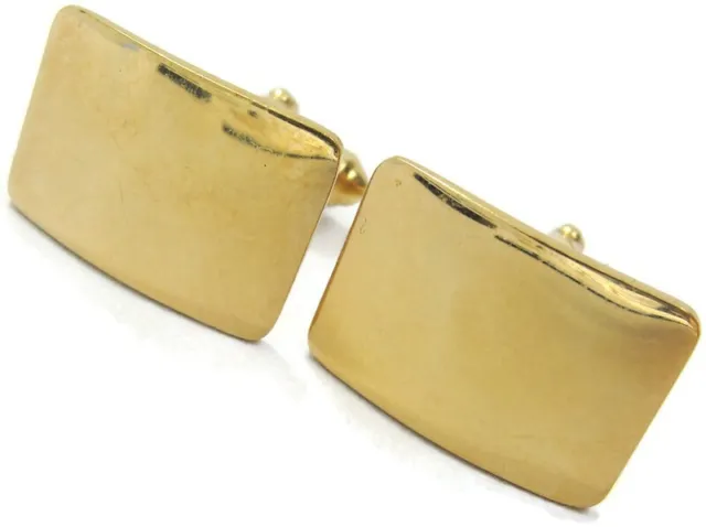 Signed Anson 12K Gold Filled Smooth Curved Rectangle Cufflinks