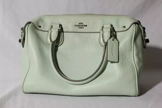 COACH MINI BENNETT Satchel Crossgrain Leather Handbag Pistachio
