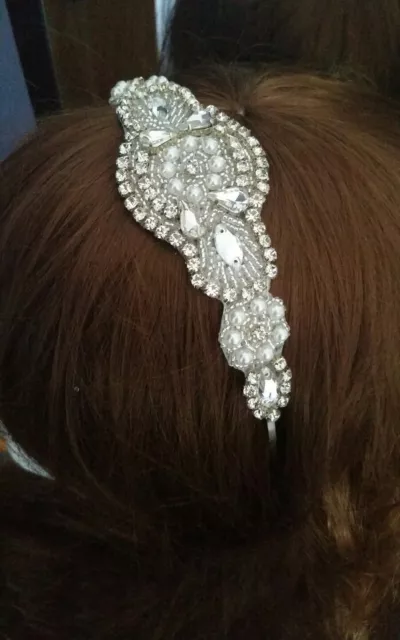 silver rhinestone bridal headpiece / fascinator