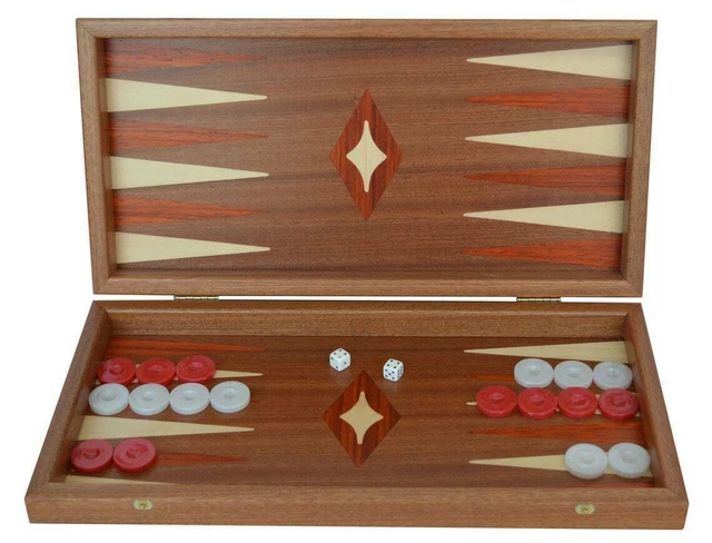 Manopoulos Olive Wood Jeu de backgammon traditionnel – Copeaux de bois d' olivier de 48,3 cm pour 2 joueurs, à partir de 12 ans