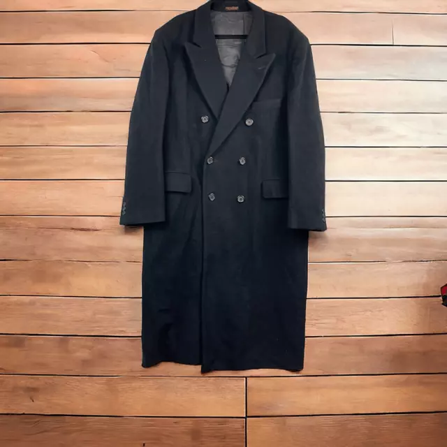 Christian Aujard Men’s Italian Cashmere Blend Long Black Trench Coat/Overcoat.