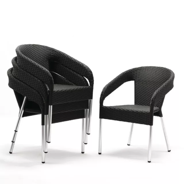 Bolero Wicker Wraparound Bistro Chairs Charcoal (Pack of 4) - CG223