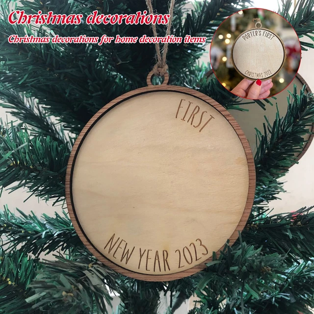Wooden Xmas Tree Hanging Unfinished Babies Blanks Hanging Sign for Holiday Party