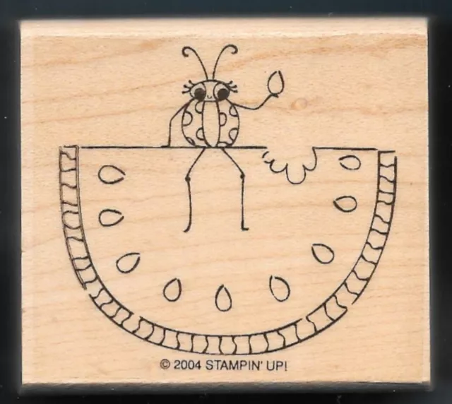 LADYBUG BEETLE WATERMELON Insect BUG PICNIC card Stampin Up! 2004 RUBBER STAMP