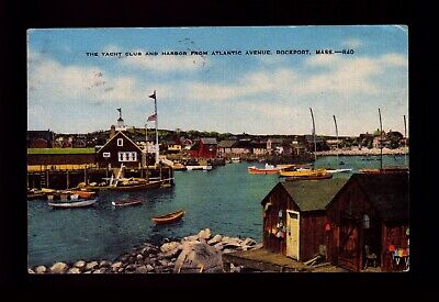 Postcard : Massachusetts - Rockport Ma - Yacht Club & Harbor From Atlantic Ave