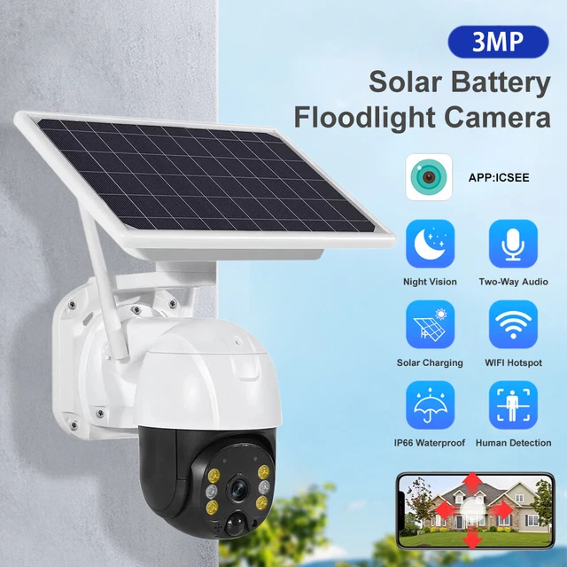 8MP Telecamera di Sorveglianza WiFi Esterno Senza Fili Doppio Obiettivo, 4K Rilevamento Umano con Pannello Solare,360° PTZ Telecamera IP,2.4G/5GHz,Monitoraggio Automatico,Visione Notturna Colore,Audio