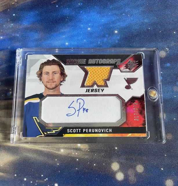 💥 SCOTT PERUNOVICH ROOKIE AUTO JERSEY PATCH 💥 2021-22 Upper Deck SPX RPA /375