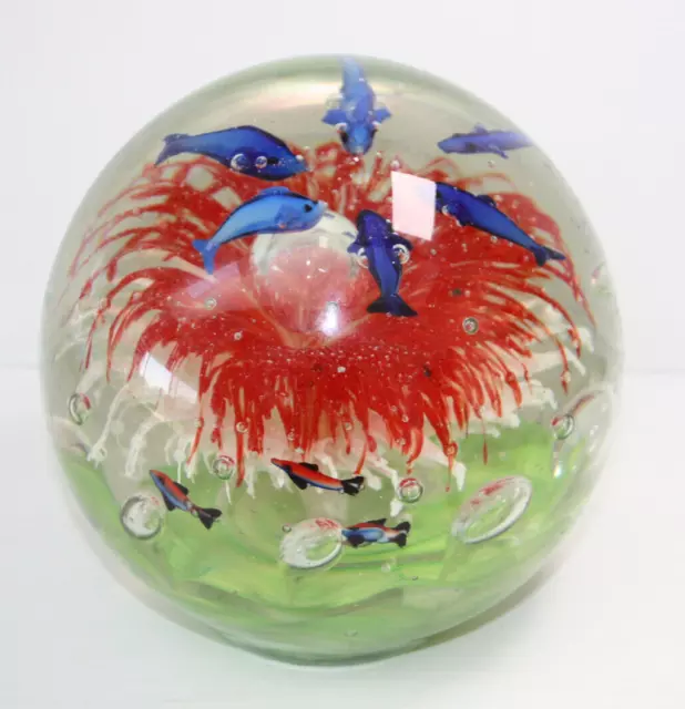 unique, vintage art glass,  paperweight – extra large 6kg dolphin floral lot6