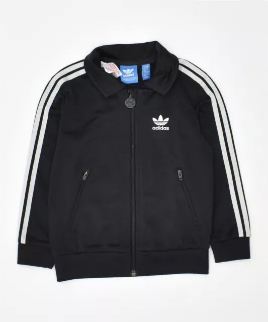 ADIDAS Girls Tracksuit Top Jacket 3-4 Years Black Polyester PM05