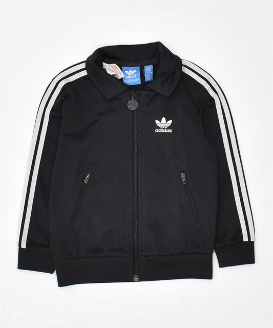 ADIDAS Girls Tracksuit Top Jacket 3-4 Years Black Polyester PM05