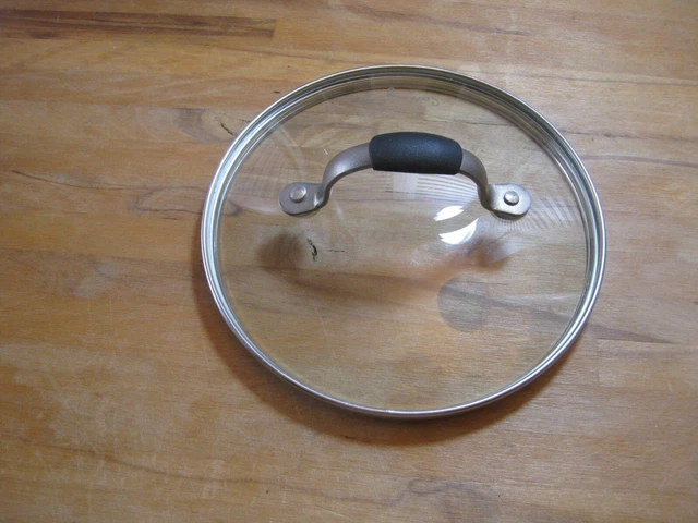 Calphalon Replacement Pot Lid Only Tempered Glass/Stainless & Black Handle 7"