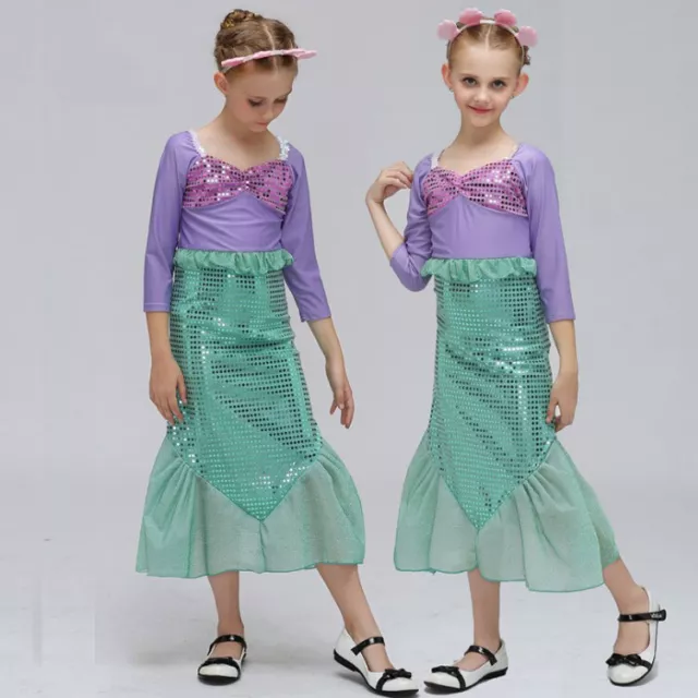 NEW Girls Dress Costume Princess The Little Mermaid Ariel Cosplay Dress Size 2-8