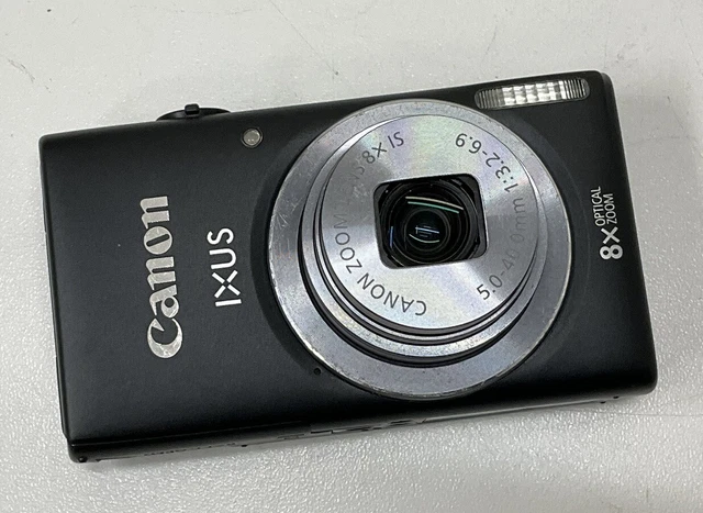Canon IXUS 135 8x Optical Zoom Black Digital Camera + SD - NO Charger - Tested