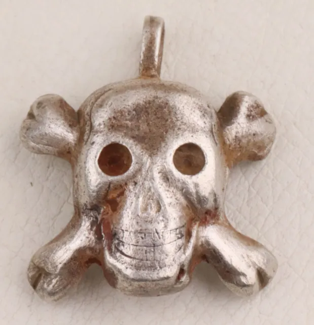 Pendant SKULL Bones STERLING Silver 835 Amulet WW2 wwII or WW1 wwI Special FORCE