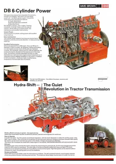 David Brown Case Tractor Poster 1690 Engine & Transmission Gearbox Cutaway A3