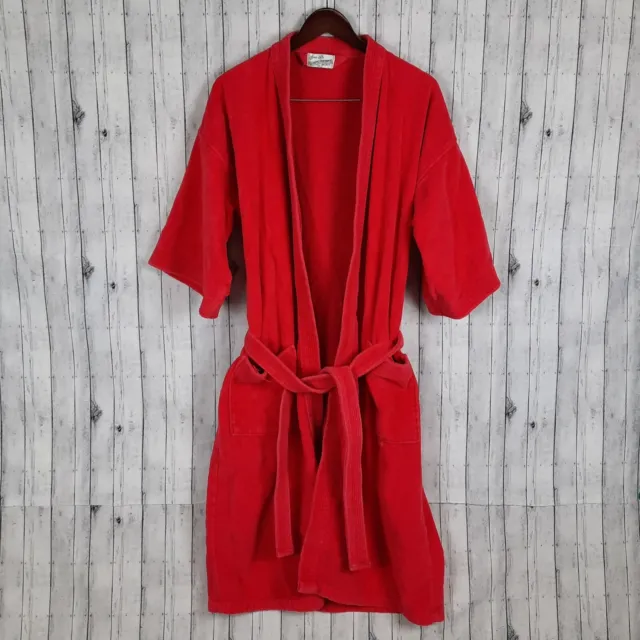 Vintage Sears Roebuck Robe One Size Red Short Sleeve Terry Cloth
