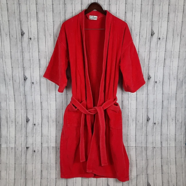 Vintage Sears Roebuck Robe One Size Red Short Sleeve Terry Cloth