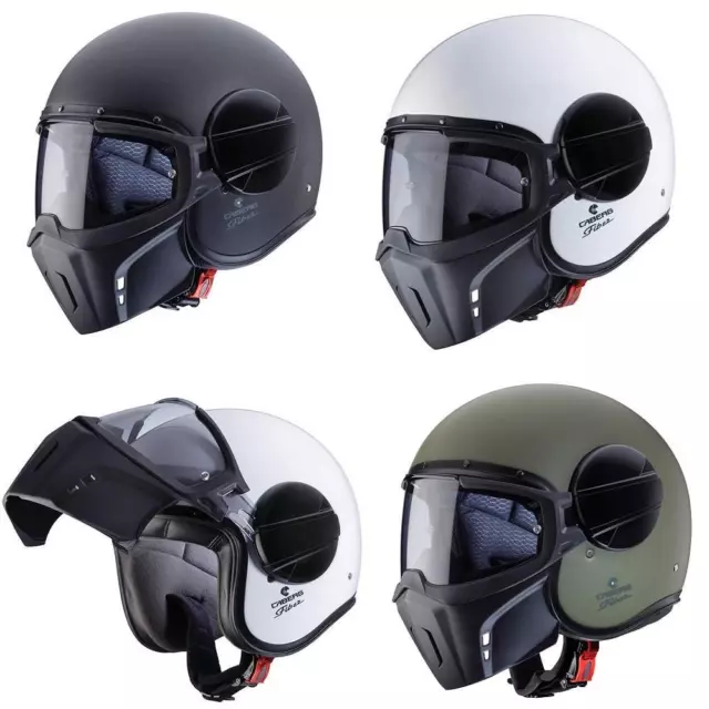 Caberg Ghost Plain Open Face Motorcycle Helmet Jet With Goggles Black White