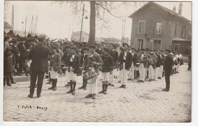 NANCY - CPA 54 - carte Photo P. VALCK Blandan - défilé Ecole Musique Tambours