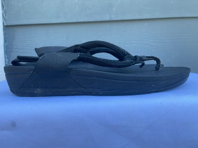FitFlop A15-001 Women's Black Leather Crystal Swirl Toe Post Thong Sandals US 11 3