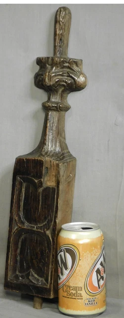 Antique Gothic carved Oak Wood Architectural Fragment Cusp 1800s Vintage Finial