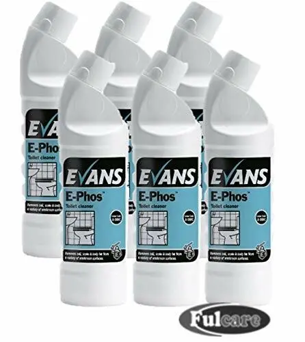 6 x Evans E-Phos Perfumed Thick Bactericidal Toilet Cleaner & Sanitiser 1ltr
