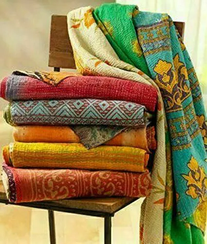 Wholesale Lot 10 PC Throw Blanket Kantha Quilt Indian Vintage Cotton Bedspreads