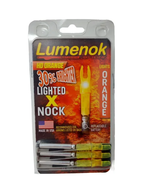Burt Coyote Lumenok Lighted X Nocks: 3pk: Orange X3: Fits .204 ID