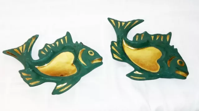 Paire de cendriers en porcelaine de Limoges " POISSONS " signés SM