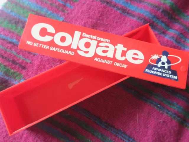 Vintage Promotional Colgate Plastic Tooth Brush Holder / Pencil Case