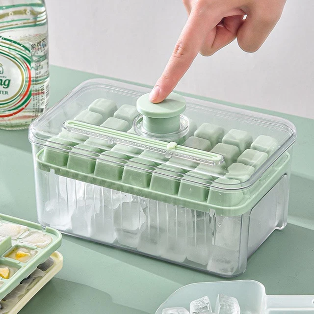 One-button Press Type Ice Mold Box Plastics Ice Cube Maker with Ice Shovel D5