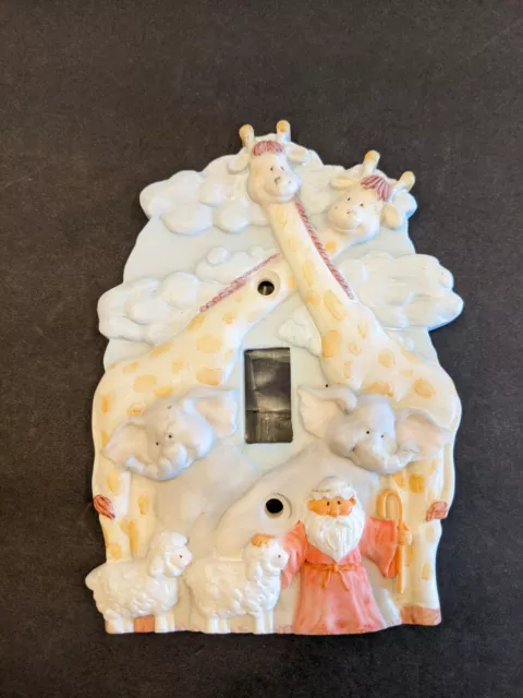 Cubierta de interruptor de luz Russ Berrie de cerámica del Arca de Noé pintada a mano